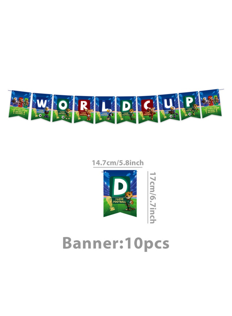 2026 USA-Canada-Mexico World Cup Mascot Party Decorations 5-Piece Set Eagle-Deer-Leopard Theme Pull Flags, Hanging Swirls, Plug-in Balloons Fan Festival Gathering Decorations - Image 2